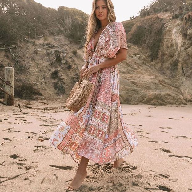 Cover Up Maxi Dress - Floral Beach Dress